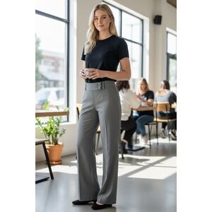 Ann Taylor Curvy Fit Women's Sx 6 Wide Leg Gray Trouser Dress Pants Career READ